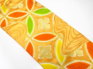 アンティーク　西陣まきの製　流水に花七宝模様織り出し袋帯（着用可）